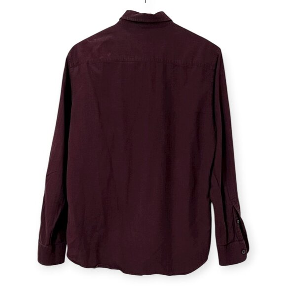Club Monaco Men’s Burgundy Shirt Slim Fit Button-Down Long Sleeve Casual Dress M - Picture 2 of 8